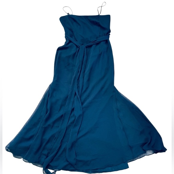 Vera Wang WHITE label midnight blue maxi gown formal bridesmaid dress size 12 - Picture 6 of 16